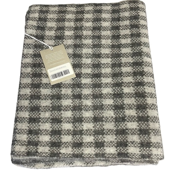EVERLANE Unisex Oversized Cozy Alpaca Wool Gray Checkered Scarf New Tags 84X16 - Picture 4 of 9